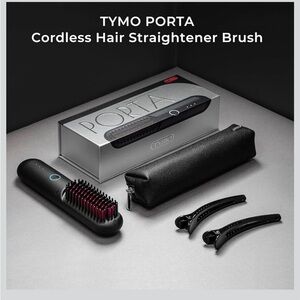 TYMO PORTA Black Cordless Hair Straightener Brush